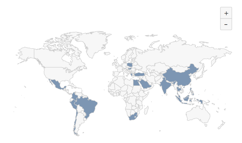 Répartition géographique du MSCI Emerging Markets - Source : amundietf.fr