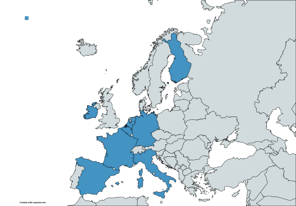 Les pays présents dans l'Euro Stoxx 50