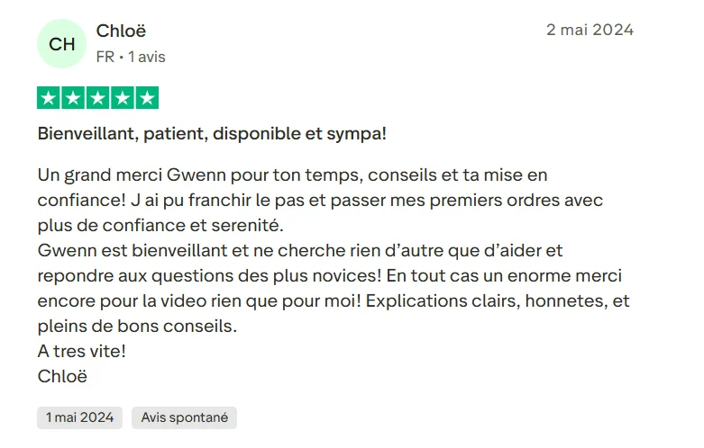Temoignage Trustpilot Chloe