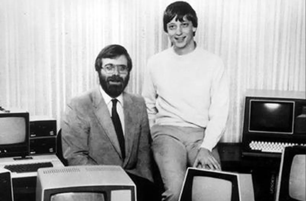 Steve Ballmer et Bill Gates jeunes - société cotée 