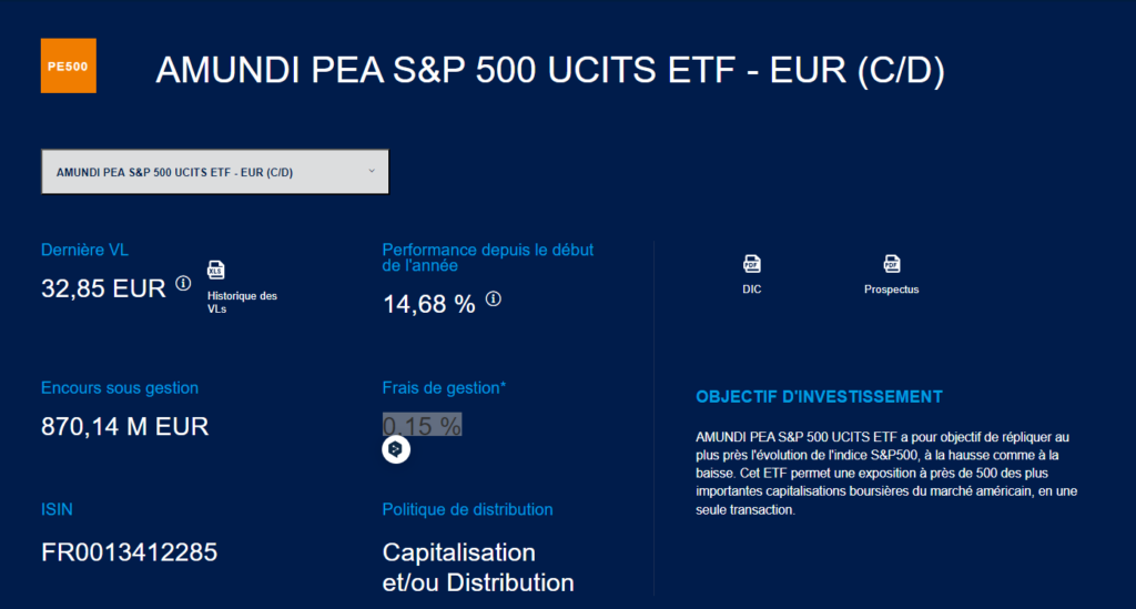 0,15 % de frais de gestion sur l'ETF PE500