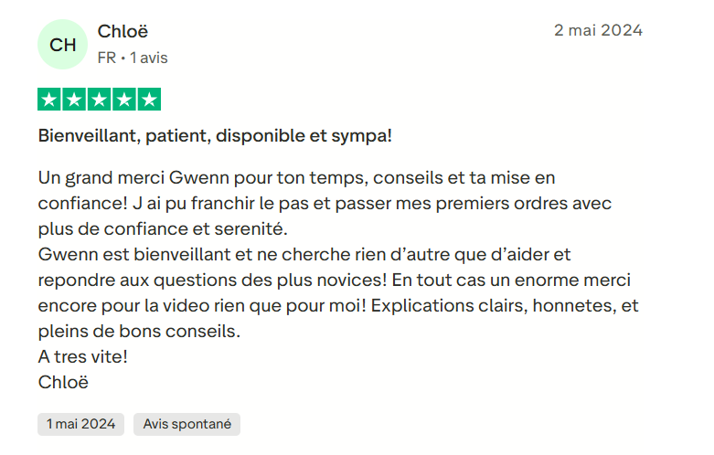 Temoignage Trustpilot Chloe