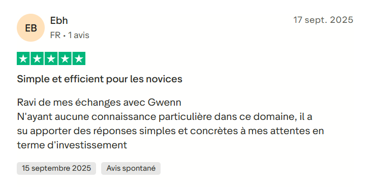 Témoignage Trustpilot Ebh